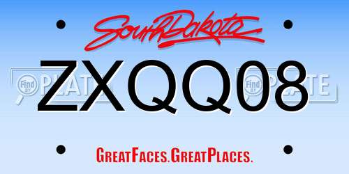 ZXQQ08 South Dakota License Plate
