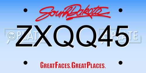 ZXQQ45 South Dakota License Plate