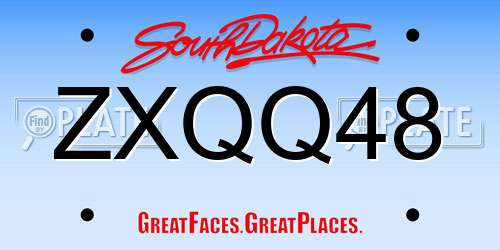 ZXQQ48 South Dakota License Plate