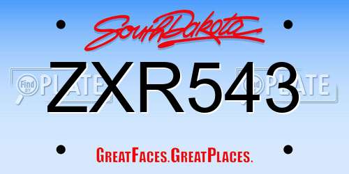 ZXR543 South Dakota License Plate