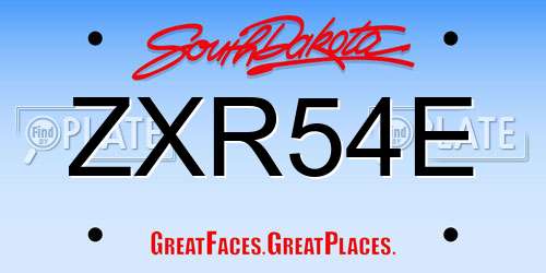 ZXR54E South Dakota License Plate