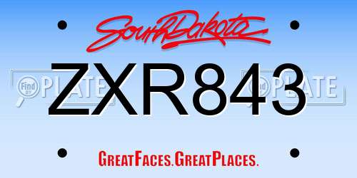 ZXR843 South Dakota License Plate