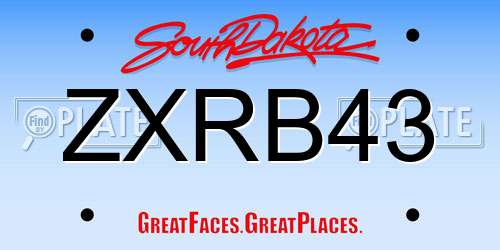 ZXRB43 South Dakota License Plate
