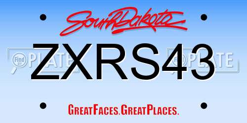 ZXRS43 South Dakota License Plate