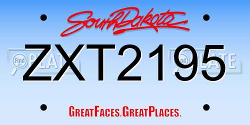 ZXT2195 South Dakota License Plate