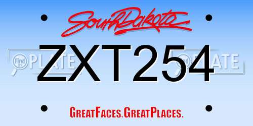 ZXT254 South Dakota License Plate
