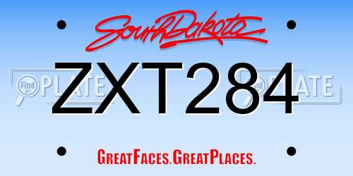 ZXT284 South Dakota License Plate