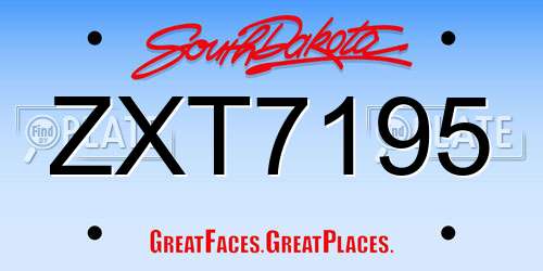 ZXT7195 South Dakota License Plate