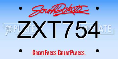 ZXT754 South Dakota License Plate
