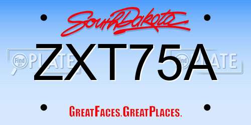 ZXT75A South Dakota License Plate