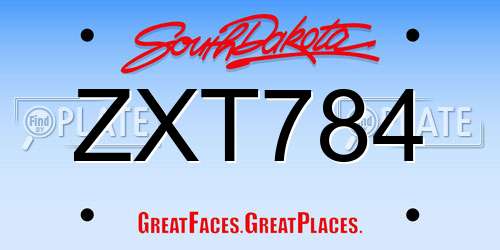 ZXT784 South Dakota License Plate