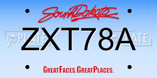 ZXT78A South Dakota License Plate