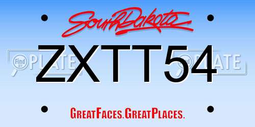 ZXTT54 South Dakota License Plate