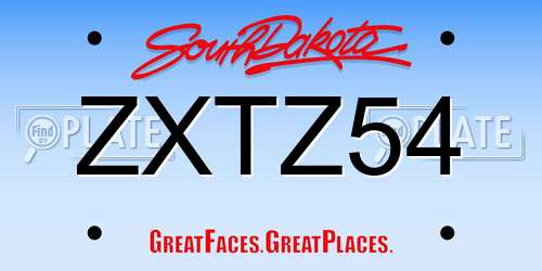 ZXTZ54 South Dakota License Plate