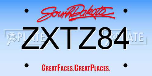 ZXTZ84 South Dakota License Plate
