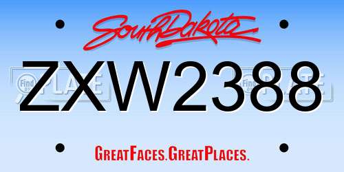 ZXW2388 South Dakota License Plate