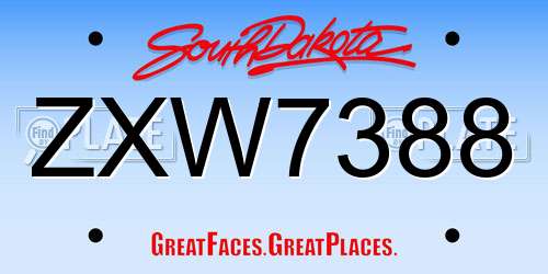 ZXW7388 South Dakota License Plate