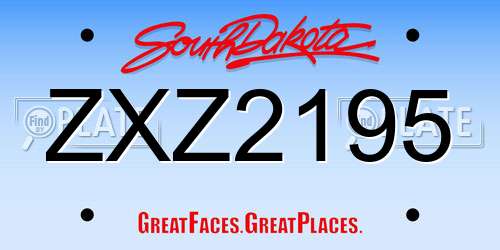 ZXZ2195 South Dakota License Plate