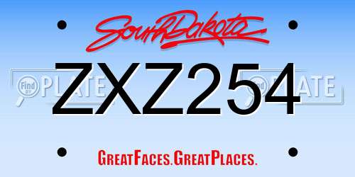 ZXZ254 South Dakota License Plate
