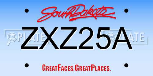 ZXZ25A South Dakota License Plate