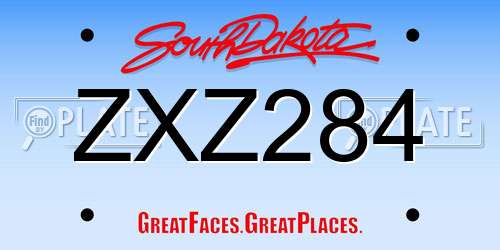 ZXZ284 South Dakota License Plate