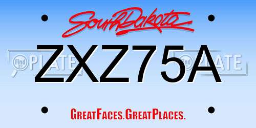 ZXZ75A South Dakota License Plate