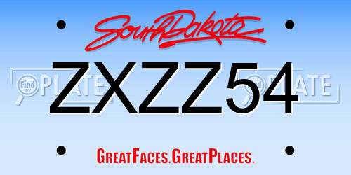 ZXZZ54 South Dakota License Plate