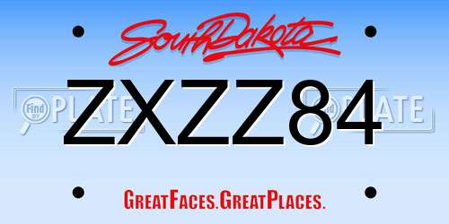 ZXZZ84 South Dakota License Plate