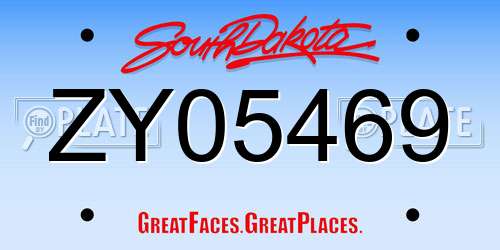 ZY05469 South Dakota License Plate