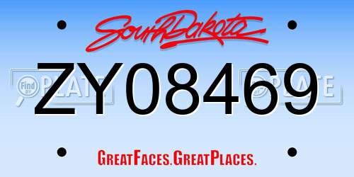 ZY08469 South Dakota License Plate