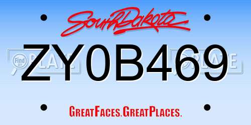 ZY0B469 South Dakota License Plate