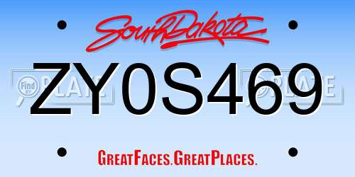 ZY0S469 South Dakota License Plate