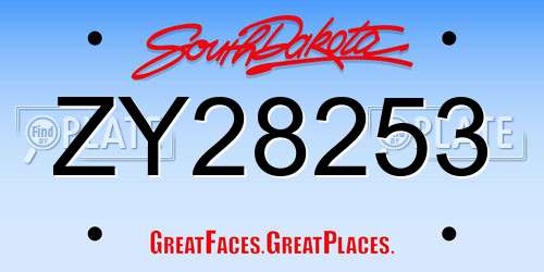 ZY28253 South Dakota License Plate