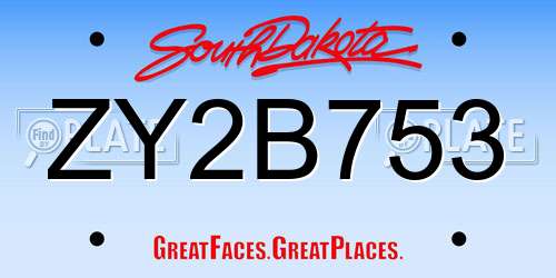 ZY2B753 South Dakota License Plate