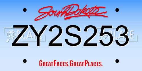 ZY2S253 South Dakota License Plate