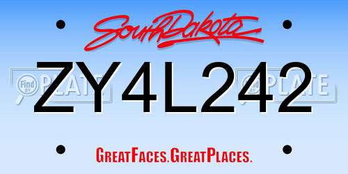 ZY4L242 South Dakota License Plate