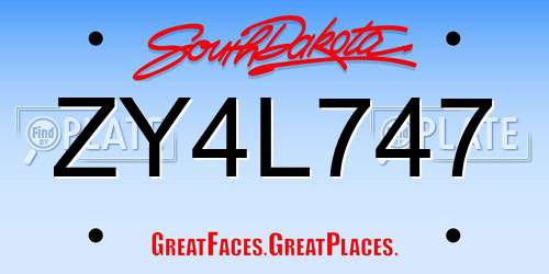 ZY4L747 South Dakota License Plate