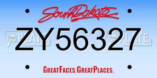 ZY56327 South Dakota License Plate