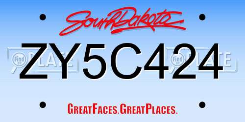 ZY5C424 South Dakota License Plate