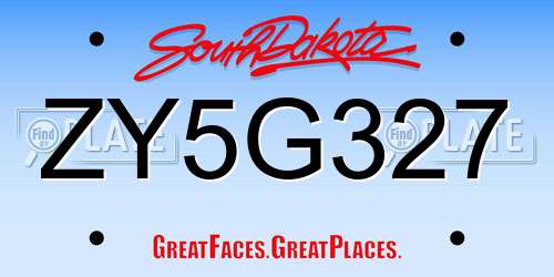 ZY5G327 South Dakota License Plate