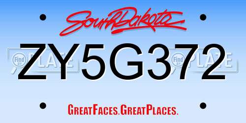 ZY5G372 South Dakota License Plate