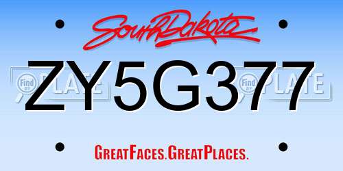 ZY5G377 South Dakota License Plate