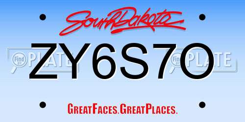 ZY6S7O South Dakota License Plate