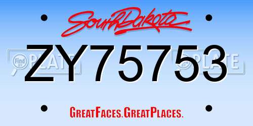 ZY75753 South Dakota License Plate