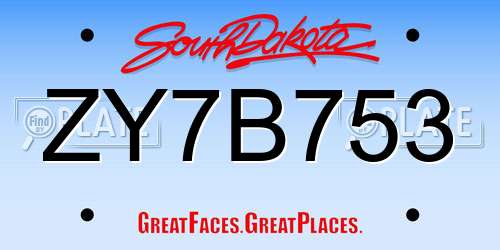 ZY7B753 South Dakota License Plate