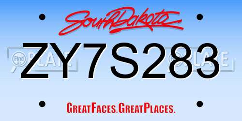 ZY7S283 South Dakota License Plate