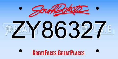ZY86327 South Dakota License Plate