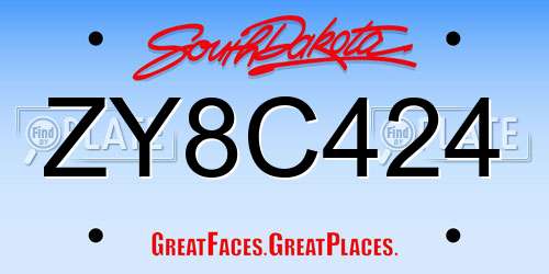 ZY8C424 South Dakota License Plate