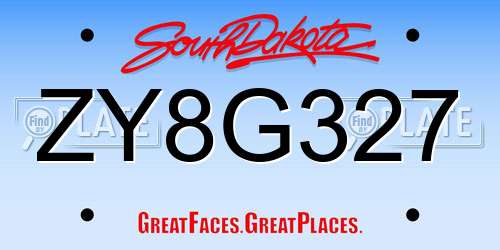 ZY8G327 South Dakota License Plate