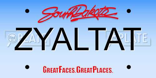 ZYALTAT South Dakota License Plate
